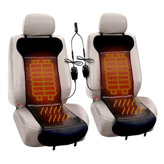 ZoneTech Heated Car Seat Cover Cushion, 12V Plug, Black, 2 Pack