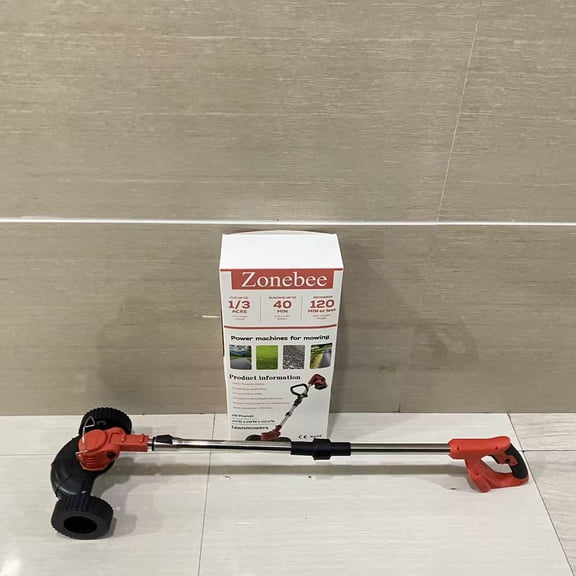 Zonebee Power machines for mowing,14-Inch Cordless String Trimmer & Edger, (2 x 21V 4.0Ah Electric Brush Cutter Battery Powered), with Auxiliary Bracket