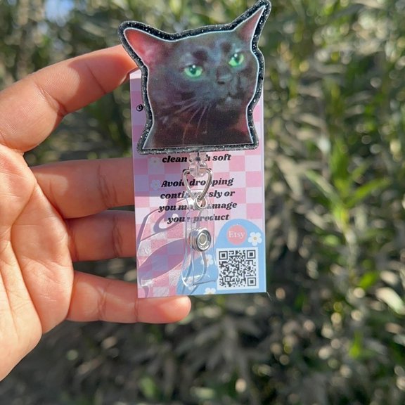 Zoned out cat meme Retractable Badge Reel, meme ID Clip, Nurse ID Holder, funny RN Key Card, meme Badge Pull, School Nurse, Teacher Lanyard