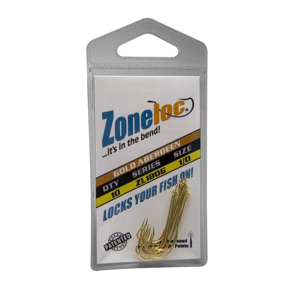 Zoneloc - Aberdeen Crappie Hook 1/0 - 10pc Gold