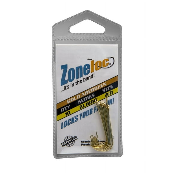 Zoneloc - Aberdeen Crappie Hook, 2/0 - 10pc Gold