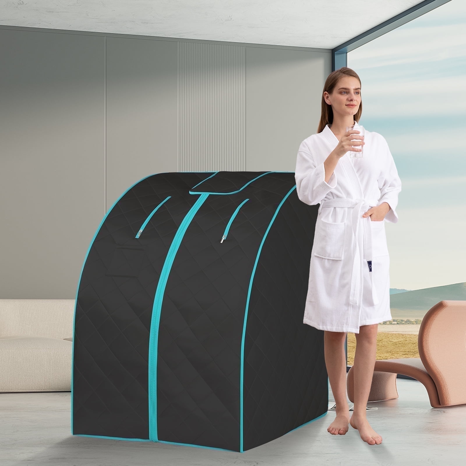 Zonemel Infrared Portable Sauna Kits 1 Person 1050W Home Spa Full Body, L 27.6" x W 31.5" x H 37.8"