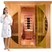 Zonemel Wooden Infrared Sauna Room، Hemlock، 2-3 Person، 3400W Ceramic & Carbon، 2-LCD Control