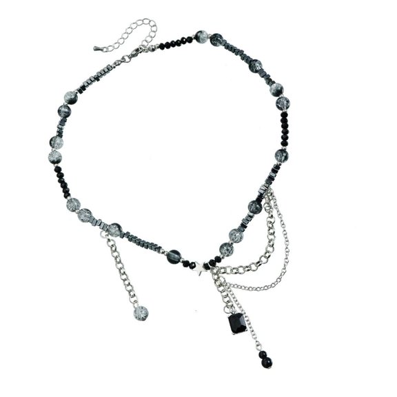 Zonest Edgy Tassels Multi Layer Chain Gothic Punk Style Alloy Clavicle Necklace Adjustable Length Neckchain Stylish Accessory