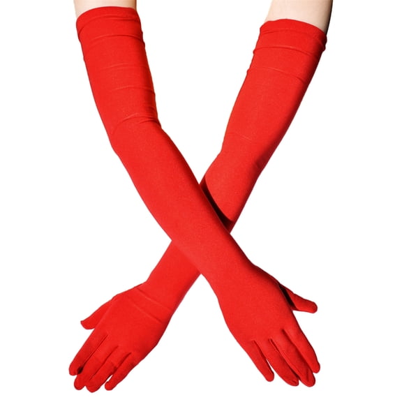 Zonest Exquisites Long Sleeve Gloves Banquets Dress Gloves Solid Color Warm Gloves Elastic Halloween Christmas Adult Gloves