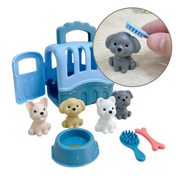 Zonest Girls Pretend Play Pet Toy Dog Grooming Feeding Dollhouse Toy Kids Birthday Gift