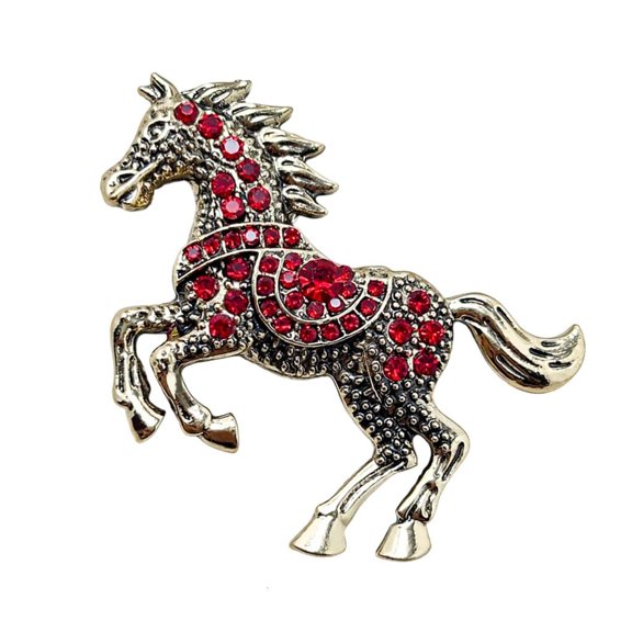 Zonest Glittering Rhinestones Horse Brooch Lightweight Enamel Craftsmanship Zinc Metal