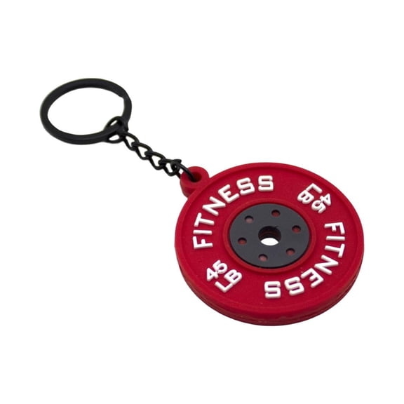 Zonest Gym Enthusiast Keychain Rubber Barbell Charm With Metal Chain 45lb Fitness Marking Simulation Dumbbell Plate Keyring