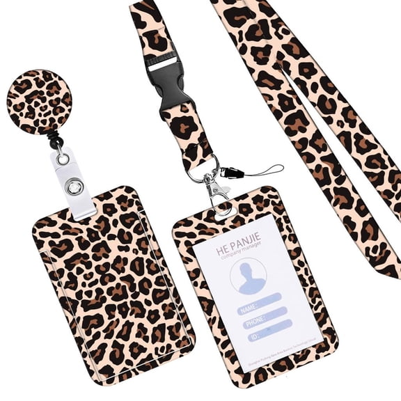 Zonest Leopard Print Lanyard with Retractable Badge Reel Card Holder for Office School