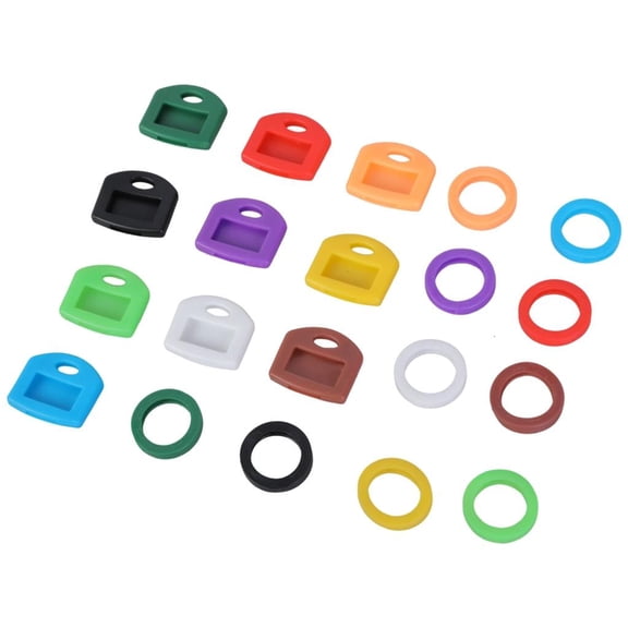 Zonest Multiple Color Elastic Key Covers Markers For Quick Key Identification And Protective, Includes Round And Square Designs