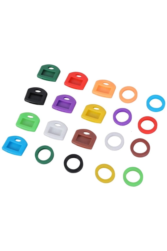 Multiple Color Elastic Key Covers Markers For Quick Key Identification And Protective, Includes Round And Square Designs