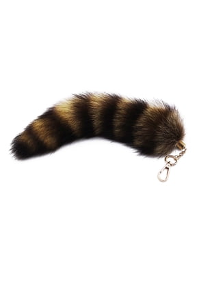 Plush Foxes Tail Keychain Furry Racoon Tail Keyring Keychain Animal Tail-Key