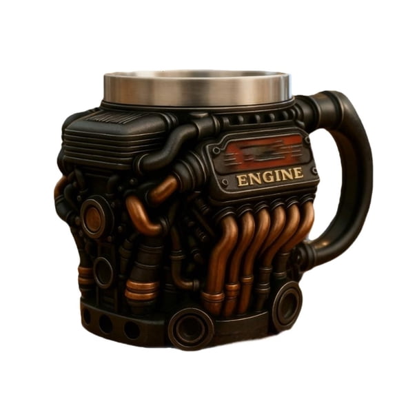 Zonest Retro Car Engine Mug Detailed Cylinder Replicas Coffee Cup for Collectors Gift