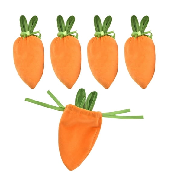 Zonest Set of 5 Carrot Treat Bag Snack Box Carrot Theme Present Bag Party Supplies Fabric Texture Perfect for Candy and Snacks