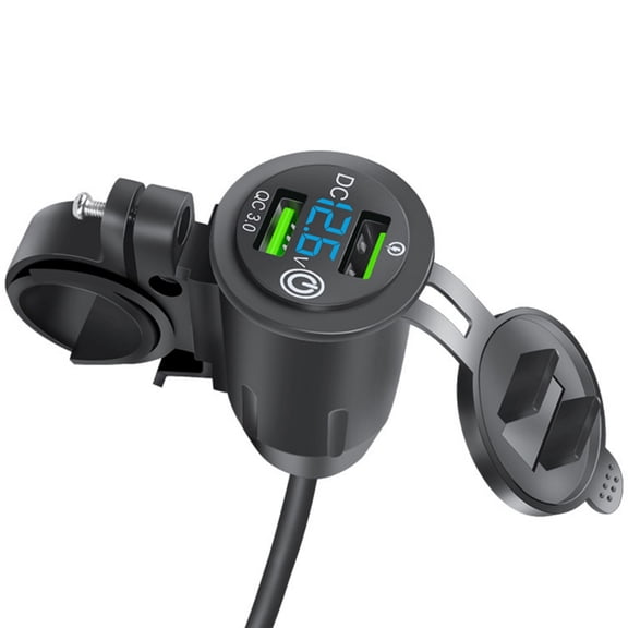 Zonest Speed Motorcycle USB Charger Double QC3.0 with Touches Switches & Stable Handlebar Mount Motorbike Handlebar Phone Charger