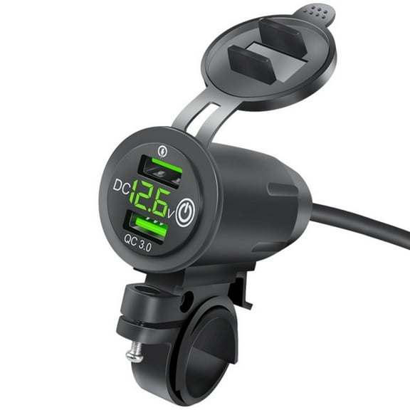 Zonest Speed Motorcycle USB Charger Double QC3.0 with Touches Switches & Stable Handlebar Mount Motorbike Handlebar Phone Charger