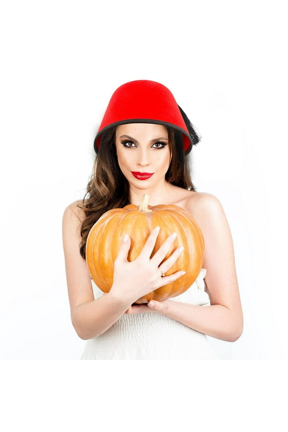 Traditional Red Fez Hat Turkish Cap for Adult Children Breathable Round Fez Cap