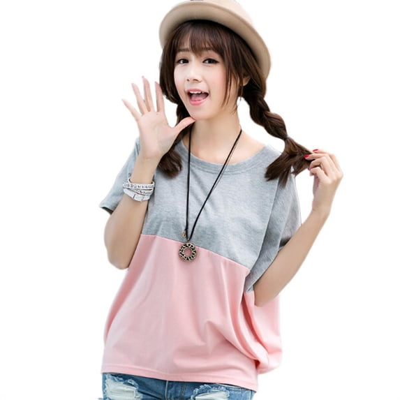 Zonghan Casual Batwing Short Sleeve T-Shirts Crew Neck Loose Tee Tops Blouses for Women, Girl