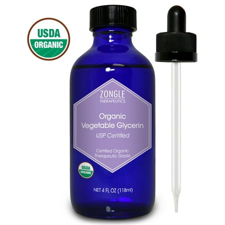 Zongle USDA Certified Organic Vegetable Glycerin, Safe To Ingest, USP Certified, 4 OZ