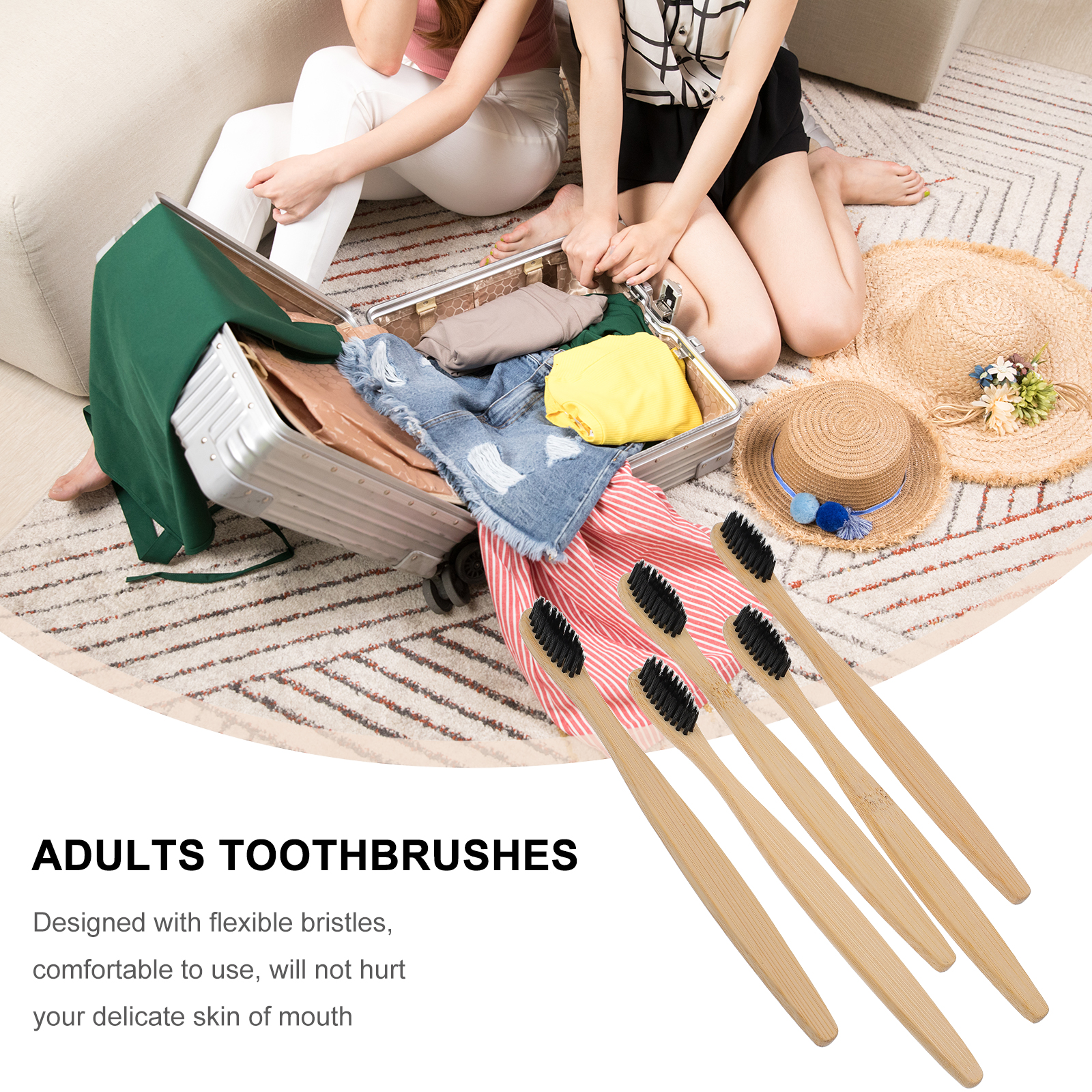 Zonh 10 Bamboo Handle Toothbrushes Recyclable & Flexible