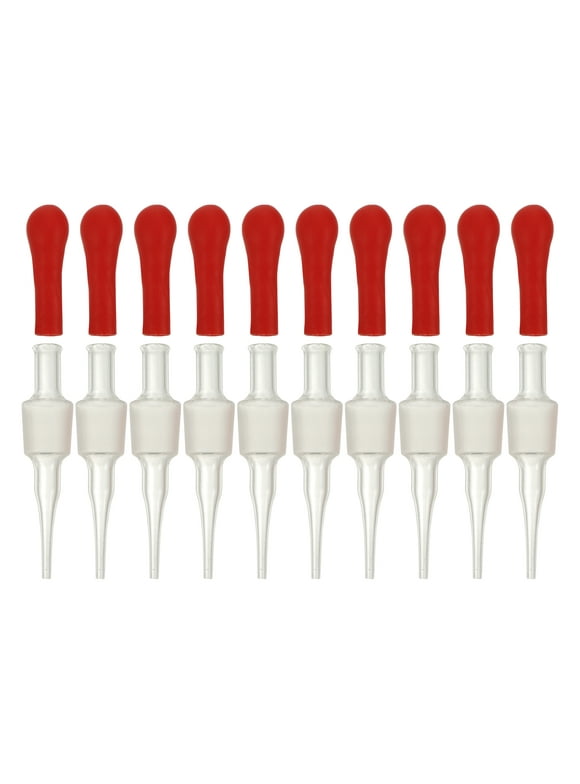 Zonh  10 Pcs Pipette Liquid Eye Dropper Glass Dropping Pipettes Simple Design Transfer Red