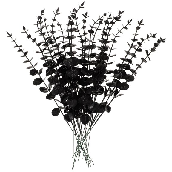 Zonh 20Pcs Black Faux Eucalyptus Stem for Vases Home Wedding Party Decor
