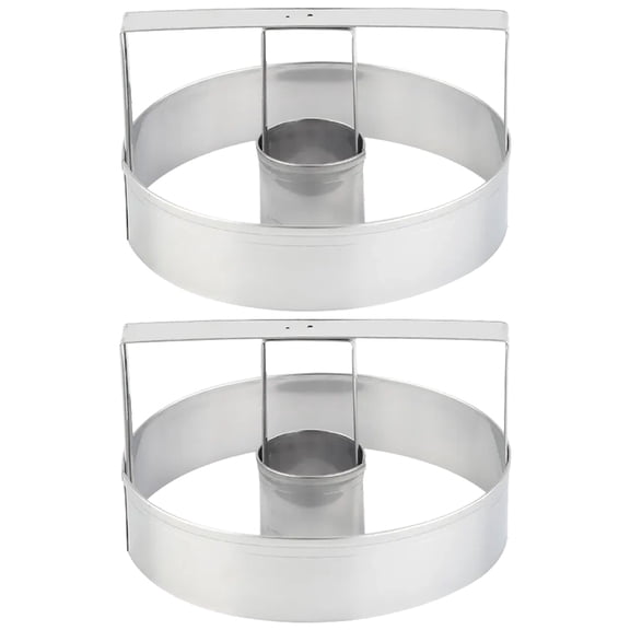 Zonh 2pcs Stainless Steel Round Cookie Cutter Donut Muffin Baking Mold