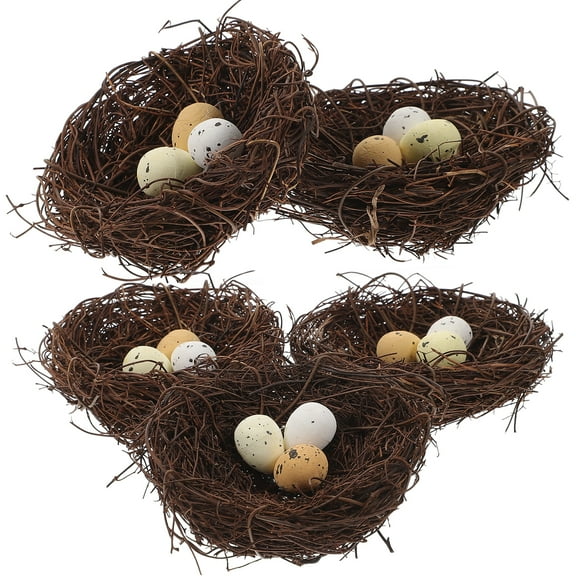 Zonh 5pcs Artificial Bird Nest with Eggs Twig Nest for Crafts