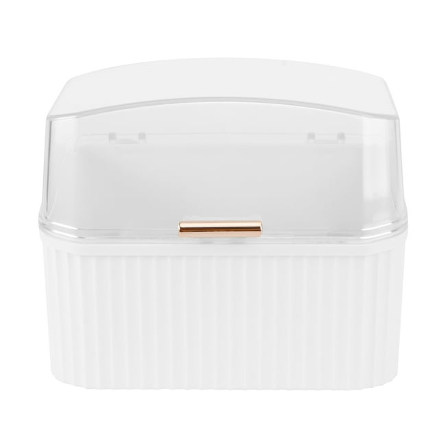 Zonh Plastic Makeup Storage Box with Lid - White