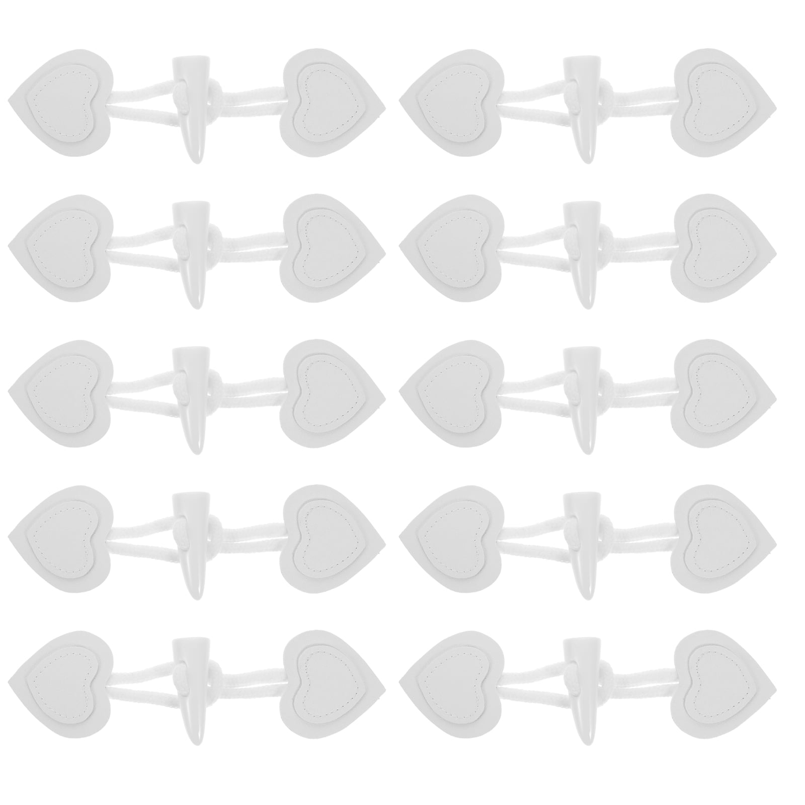 Zonh White PU SewOn Toggles 10 Pairs, Resin Horn Buttons