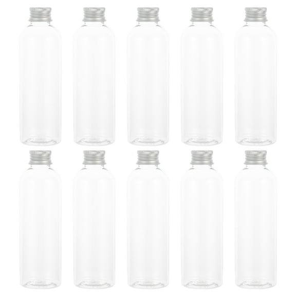Mobutofu Empty Juice Bottles With Caps Reusable Plastic For Family 10Pcs 6.0X1.9X1.9In