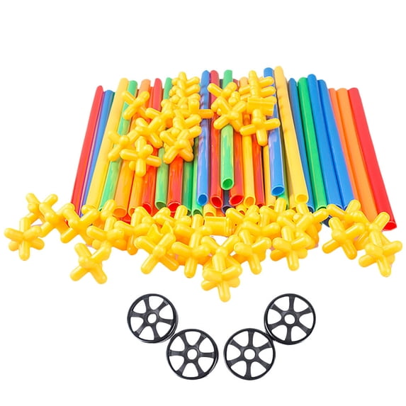 Zonhebin 204pc STEM Building Toys for Kids Construction Straws with Wheels Set