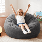 Zonli 4.5ft Giant Memory Foam Bean Bag Chair, Mica Grey with Washable Cover
