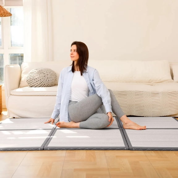 Zonli CocoShield Modular Tatami Mat – Natural Coconut Fiber Floor Mat for Sleeping, Yoga & Guest Use, 0.8" / 1" Thickness,Queen