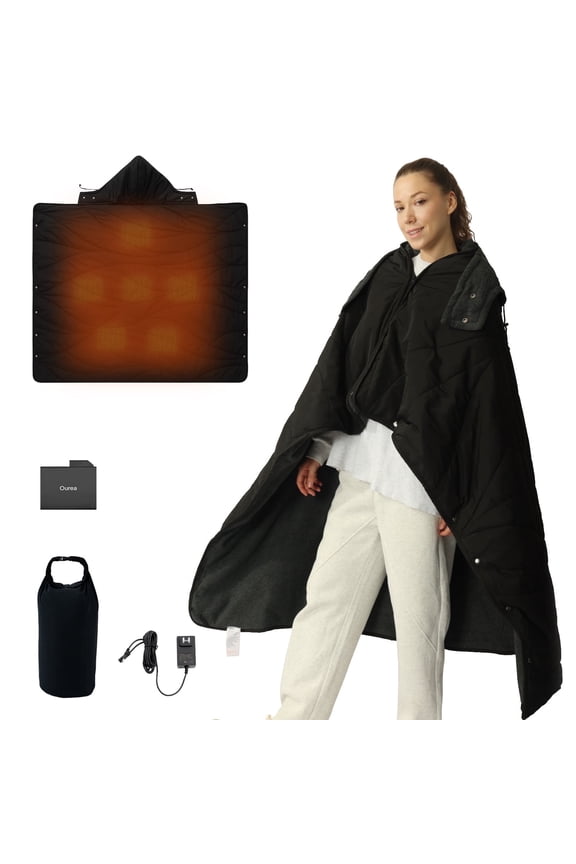 Cordless Heated Blanket with 10000mAh Battery - Portable, Wearable Electric Shawl for Outdoor Use