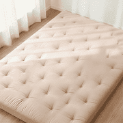 Zonli Japanese Floor Futon Mattress, 4" Cotton Folding Tatami Pad, Twin 75"x39", Khaki