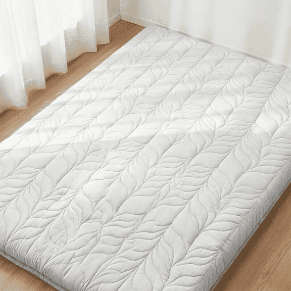 Zonli Japanese Floor Mattress Futon, Foldable Tatami Mat with Cotton Cover, Twin 75"x39", Grey