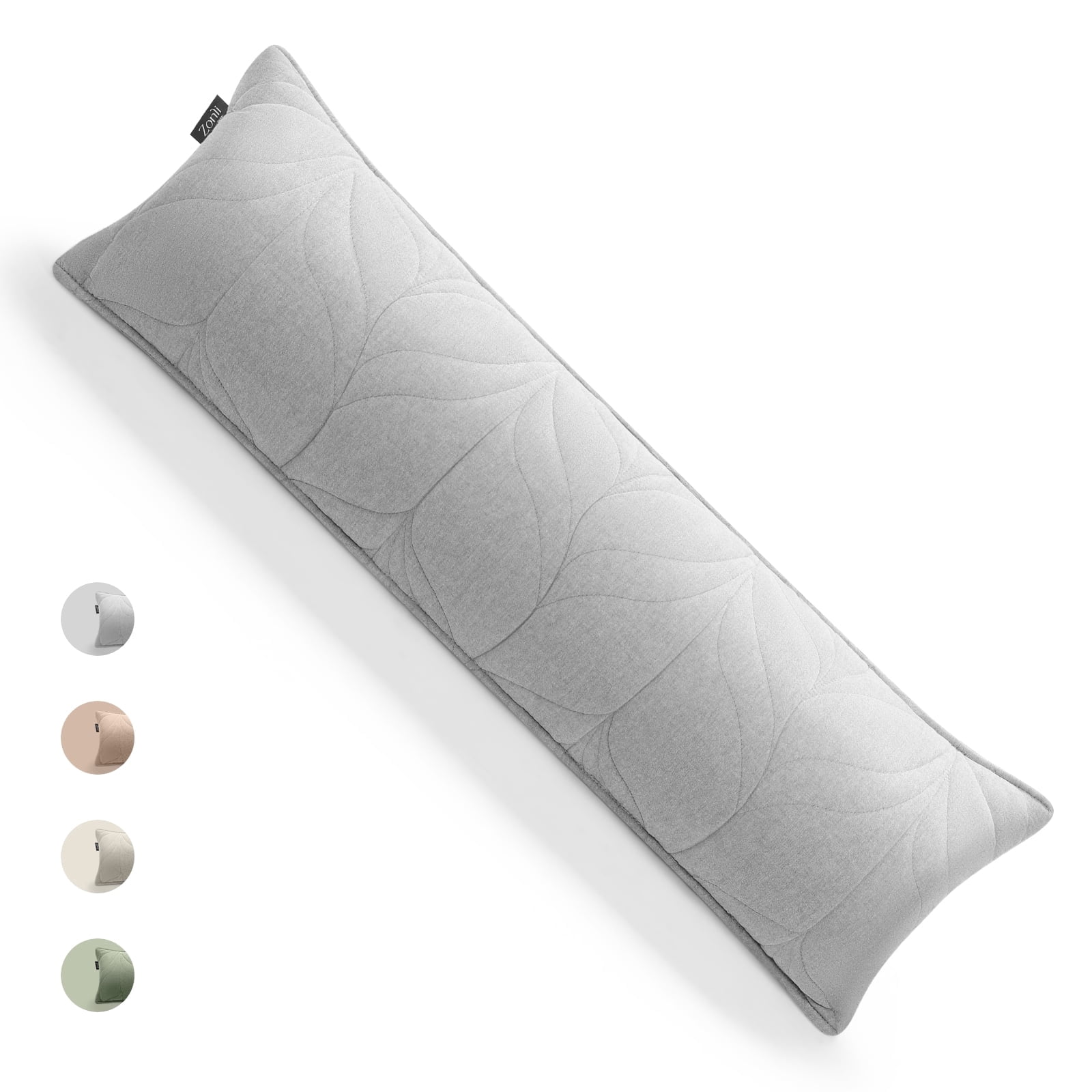 Zonli Short Body Pillow, Dual-Sided Plush & Velvet, Adjustable Loft, Side Sleeper, Gray