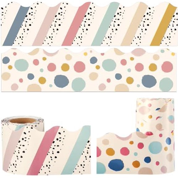 Zonon 2 Pcs 59 ft Bulletin Board Borders Colorful Painted Dots Classroom Board Trim Borders Decoration for Back to School