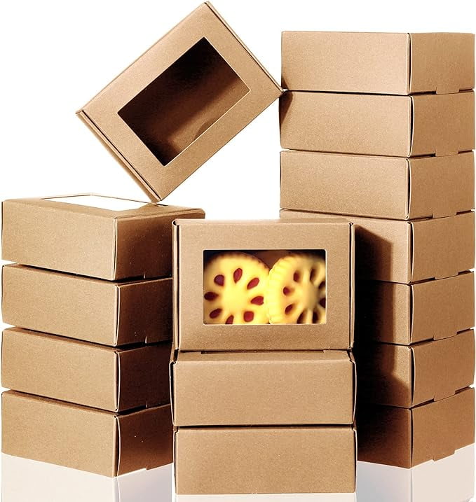 Zonon 30 Pieces Mini Kraft Paper Box with Window Soap Packaging Boxes ...