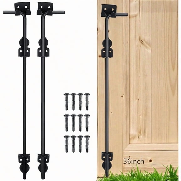Zonon Cane Bolt Fence Gate Drop Rod Ground Gate Hardware Latch Stopper Door Drop Pin For Wooden Fences Metal Double Doors Black Black Finish 36 Inches