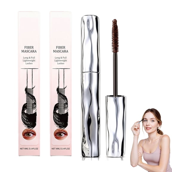 Zonoroy Volumizing Waterproof Mascara – Curling Silver Stick, Lengthening Fiber Formula, No Flaking, Sweat-Proof, Quick-Drying & Smudge-Proof for All-Day Wear (2PCS)