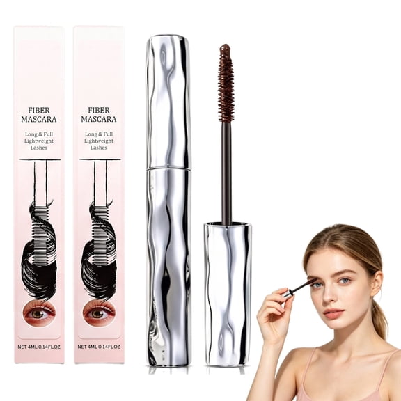 Zonoroy Volumizing Waterproof Mascara – Curling Silver Stick, Lengthening Fiber Formula, Smudge-Proof & Sweat-Proof for All-Day Wear(2PC)