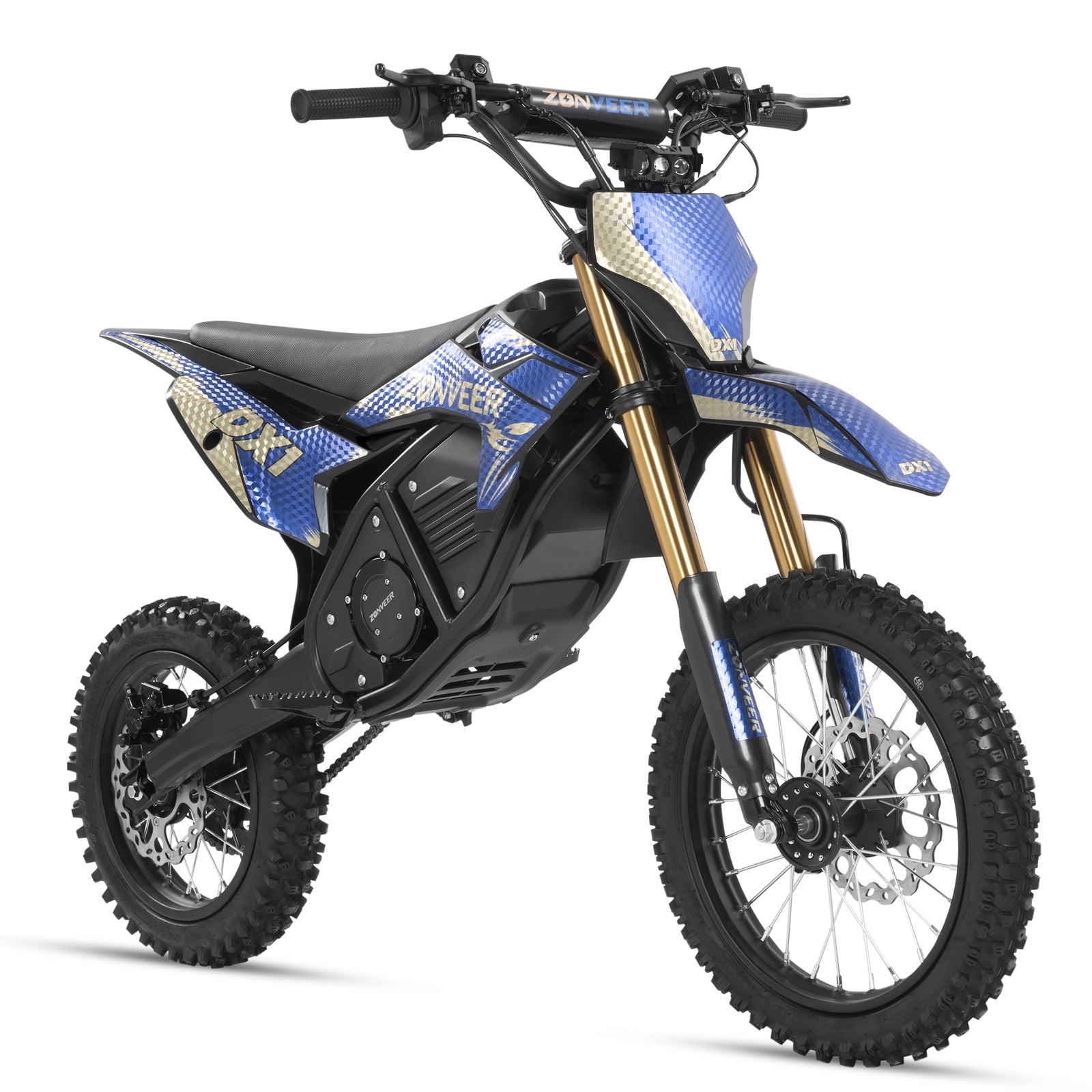 Zonveer DX1 Electric Dirt Bike for Adults Teens,3000W Peak Power,48V 20.8Ah Battery,40MPH Motorized Electric Mountain Bikes,14"/12" off-Road Tire E-Bike,Hydraulic Front Fork,UL2849