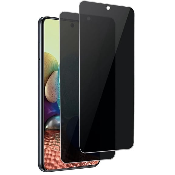 ZYQEEE 2 Pack Privacy Screen Protector for Samsung Galaxy A72 6.7in, Anti-Spy Tempered Glass, Bubble-Free, Easy Install