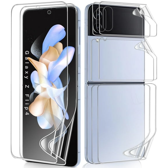 ZYQEEE 2 Sets Screen Protector for Samsung Galaxy Z Flip 4 - 6.7", Front Flim + Back Flim Full Coverage for Galaxy Z Flip4, HD Clear Scratch Resistant, Premium Folding