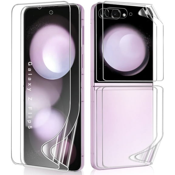 ZYQEEE 2 Sets Screen Protector for Samsung Galaxy Z Flip 5 - 6.7", Front Flim + Back Flim Full Coverage for Galaxy Z Flip5, HD Clear Scratch Resistant, Premium Folding