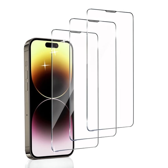 ZYQEEE 3 Pack HD Clear Screen Protector iPhone 14 Pro - 6.1", Anti-Scratch Dust-Proof Tempered Glass Protective Film, Bubble-Free, Easy Install