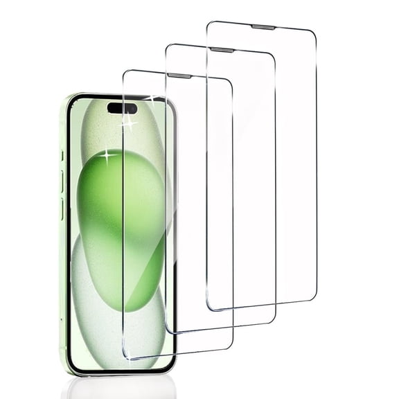 ZYQEEE 3 Pack HD Clear Screen Protector for iPhone 15 Plus - 6.7", Anti-Scratch Dust-Proof Tempered Glass Protective Film, Bubble-Free, Easy Install