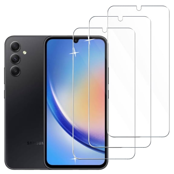 ZYQEEE 3-Pack Clear Screen Protector Tempered Glass for Samsung Galaxy A34,Easy Installation, Case Friendly for Samsung A34